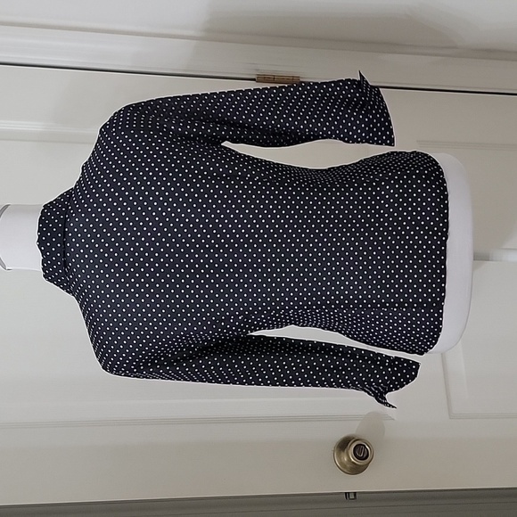apostrophe size 4 Navy Blue White Polkadot LS Blouse - Picture 4 of 11